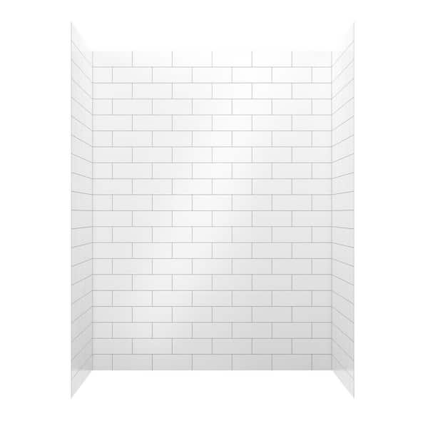 JETCOAT FLEX 60 in W x 80 in. H x 32 in. D 12-Piece Glue Up Composite Alcove Shower Surround in White Subway