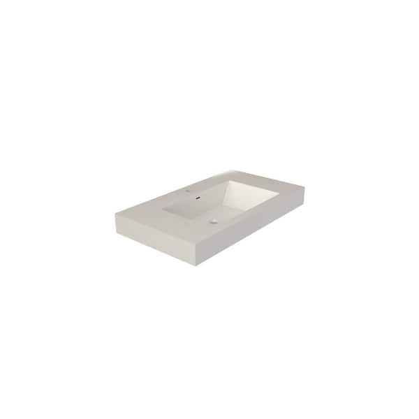35 in. Wall-Mounted Bathroom Sink in White with Faucet Hole and Overflow
