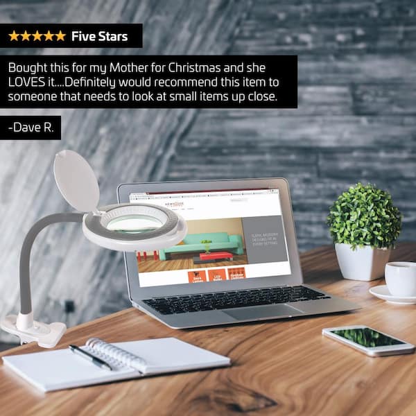 Buy Bench Magnifier 10x/5x 3/8 Diopter Flexible Gooseneck LED Table Desktop  Magnifying Glass Lamp by Just Green Tech on Dot & Bo