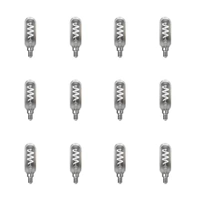 25-Watt Equivalent T6 Candelabra Dimmable LED Smoke Glass Vintage Light Bulb with Spiral Filament Daylight (12-Pack)