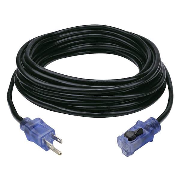 Prime Wire and Cable 40 ft. 16/3 SJTW Jobsite Black Outdoor Extension Cord with Locking and Lighted Connector