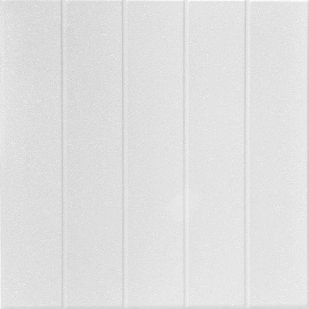 Bead Board Plain White 1.6 ft. x 1.6 ft. Glue Up Foam Ceiling Tile (768 sq.