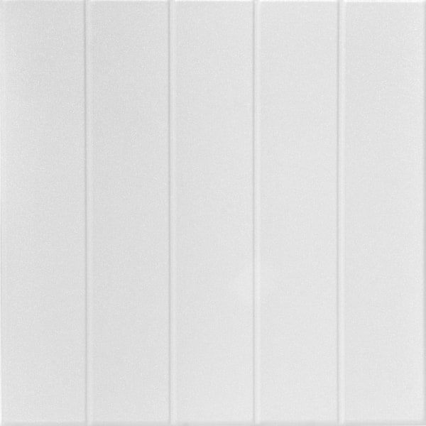 A La Maison Ceilings Bead Board 1.6 ft. x 1.6 ft. Glue Up Foam Ceiling Tile in Plain White (21.6 sq. ft./case)