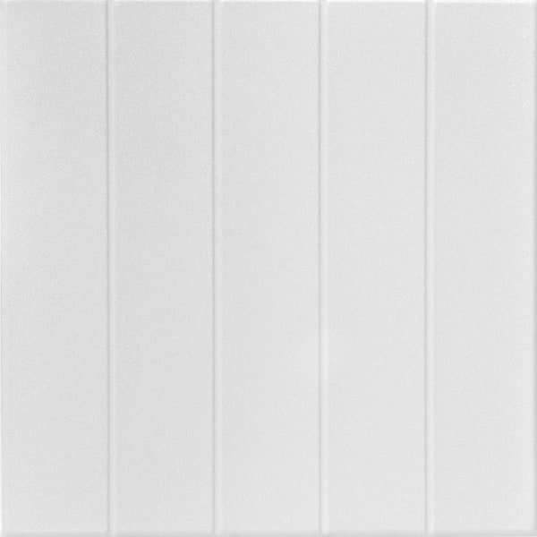 A La Maison Ceilings Bead Board 1.6 ft. x 1.6 ft. Glue Up Foam Ceiling Tile  in Plain White (21.6 sq. ft./case) R104pw-8 - The Home Depot