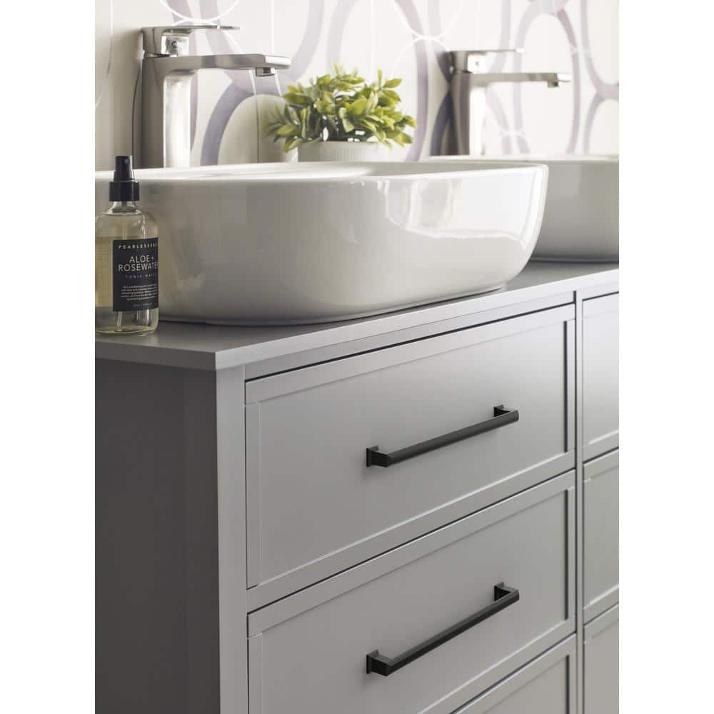 Matte Black 10-1/16 inch Modern Bar Cabinet Pull
