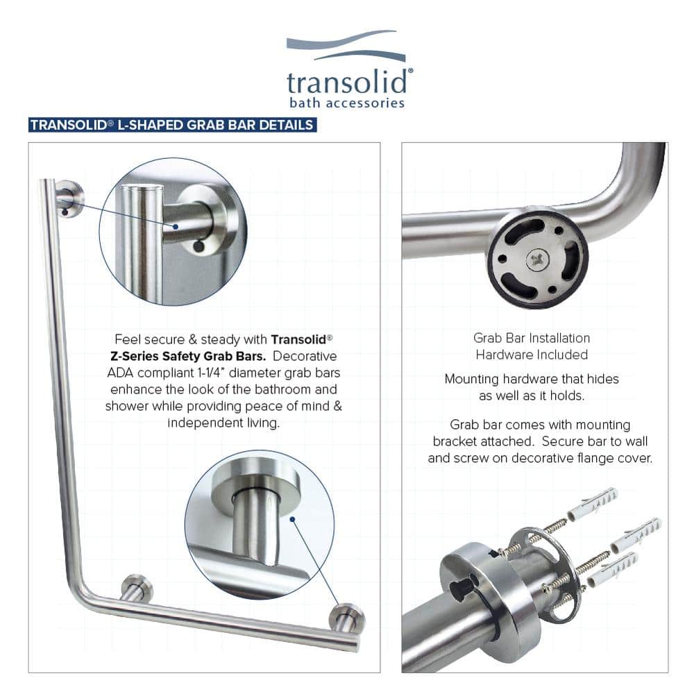 22'' Brushed Stainless Steel L-Shaped Grab Bar