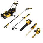 20V MAX 21.5 in. Walk Behind Push Lawn Mower Kit, Hedge Kit, String Trimmer, Leaf Blower, Pole & Hand Saw