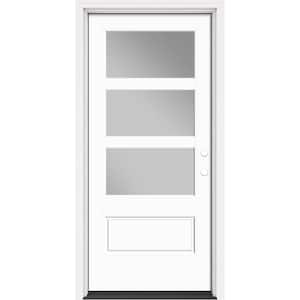 Performance Door System 36 in. x 80 in. VG 3-Lite Left-Hand Inswing Clear White Smooth Fiberglass Prehung Front Door