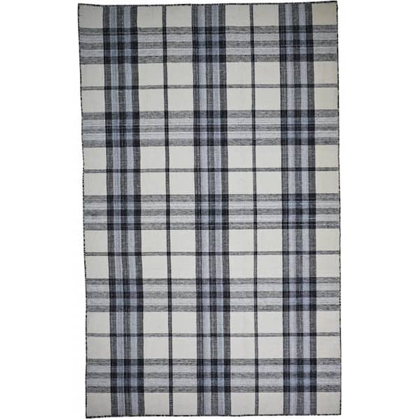 HomeRoots Ivory and Blue 5 ft. x 8 ft. Abstract Area Rug