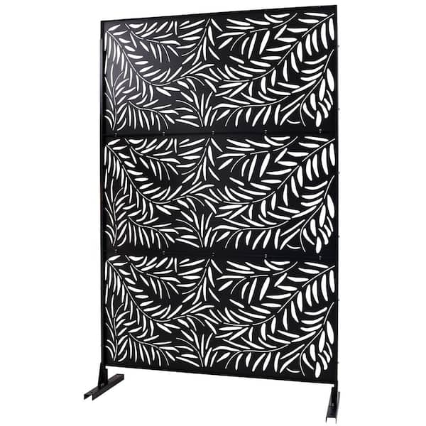 Outdoor and Indoor 6.3 ft. x 4 ft. Freestanding Decorative Privacy Fence Screen Black Metal for Garden Fence