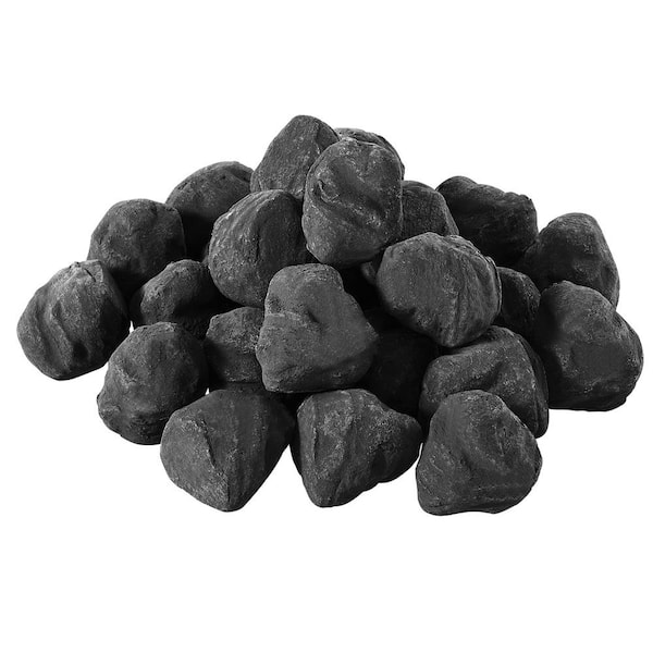 Lava Rocks 1.2-2 in 25-Pack Ceramic Fire Stones Reusable Imitation Coal Block for Propane Gas Fireplace Fire Pit, Black