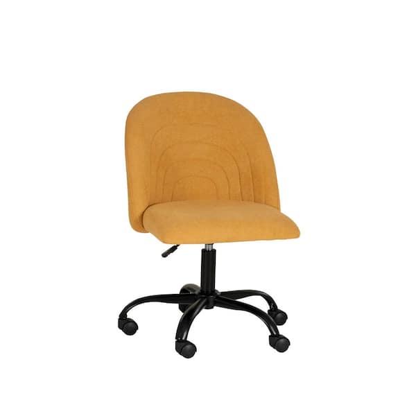 Linon Home Decor Terri Fabric Seat Swivel Adjustable Height Office Task Chair in Yellow
