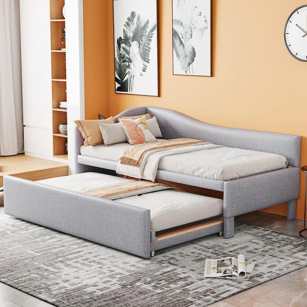 Gray Twin Size Daybed with Pop Up Trundle