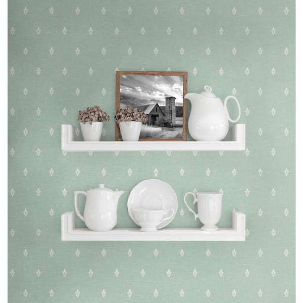 Minty Meadow Petite Feuille Sprig Paper Unpasted Nonwoven Wallpaper Roll 60.75 sq. ft.