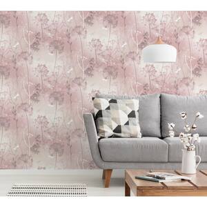 Arthouse Deco Peacock Wallpaper in Light Grey Blush and Neutral 