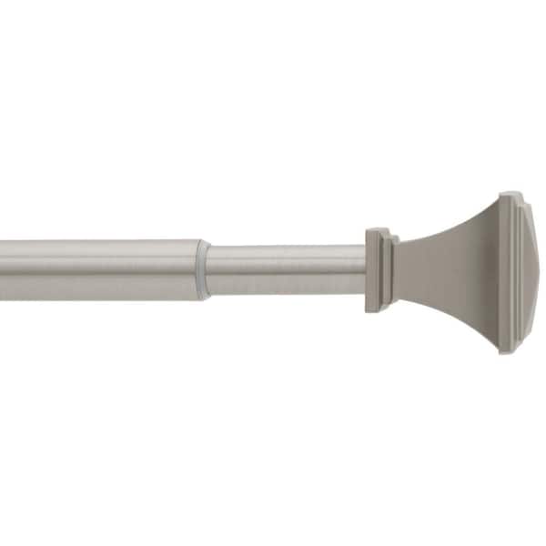 28 in.-48 in. Single Curtain Rod in Brushed Nickel with Square Finial