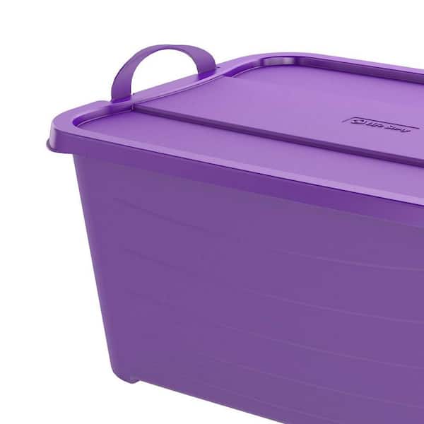 New Tupperware Set of 2 Stackable Stak N Store Rectangular Boxes in Lilac  Color