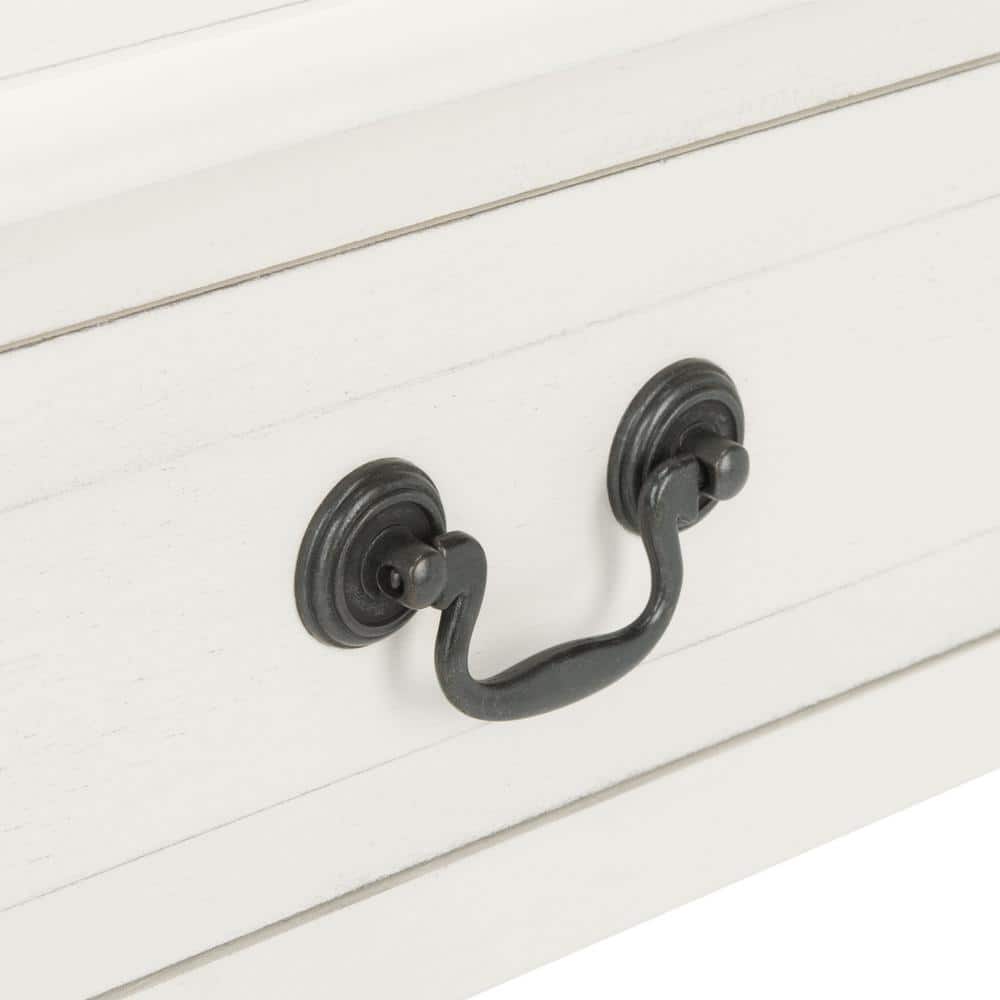 Whitney Distressed White Solid Wood 1-Drawer Accent Table