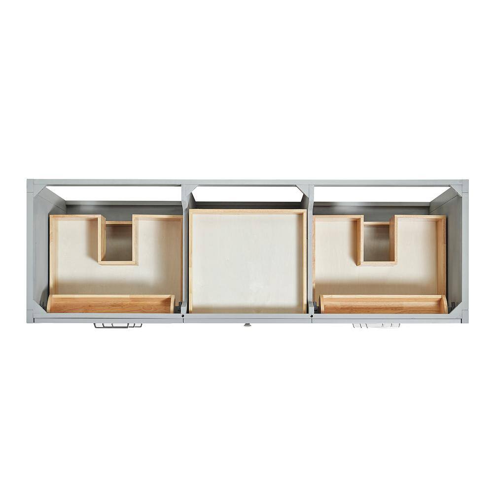 Monroe 67" Gray Wood Double Vanity with Carrara Marble Top