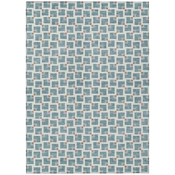 Chantille Machine Washable Indoor/Outdoor Abstract ACN2602 Teal 5 ft. x 7 ft. 6 in. Area Rug