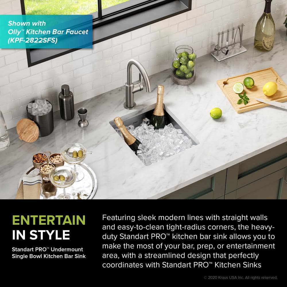 Kraus 13-inch Stainless Steel Undermount Bar Sink