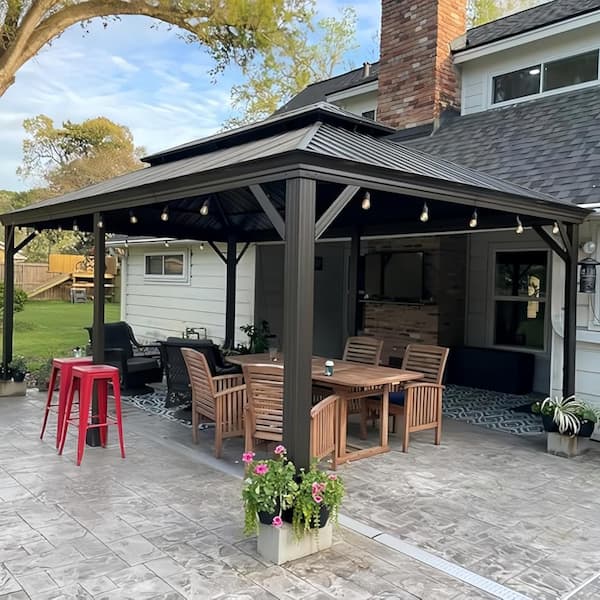 PURPLE LEAF 12 ft. x 20 ft. Bronze Patio Outdoor Gazebo for