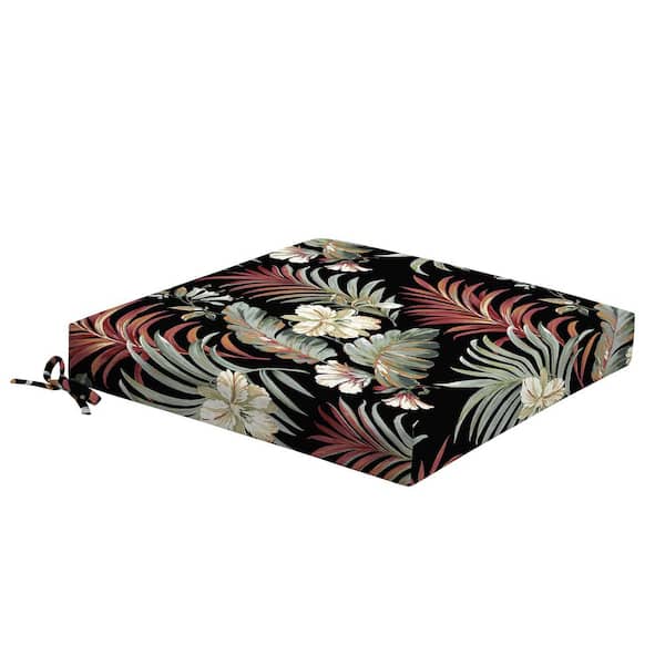 Foam Outdoor Dining Seat Cushion 19 x 19 Made with ProFoam Rain-Proof Fade Resistant Simone Black Tropical