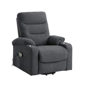Gray Power Lift Recliner Chair with Cup Holder and 8 Massage Points Function