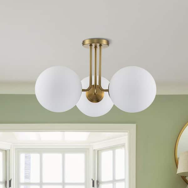 Lueck 22 in. 3-Light Modern Sputnik Globe Semi Flush Mount
