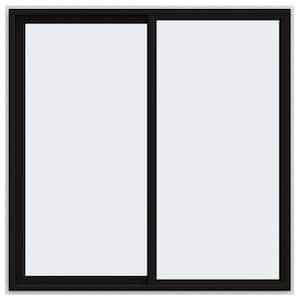 60 in. x 60 in. V-4500 Series Black Exterior/White Interior FiniShield Vinyl Left-Handed Sliding Window with Mesh Screen