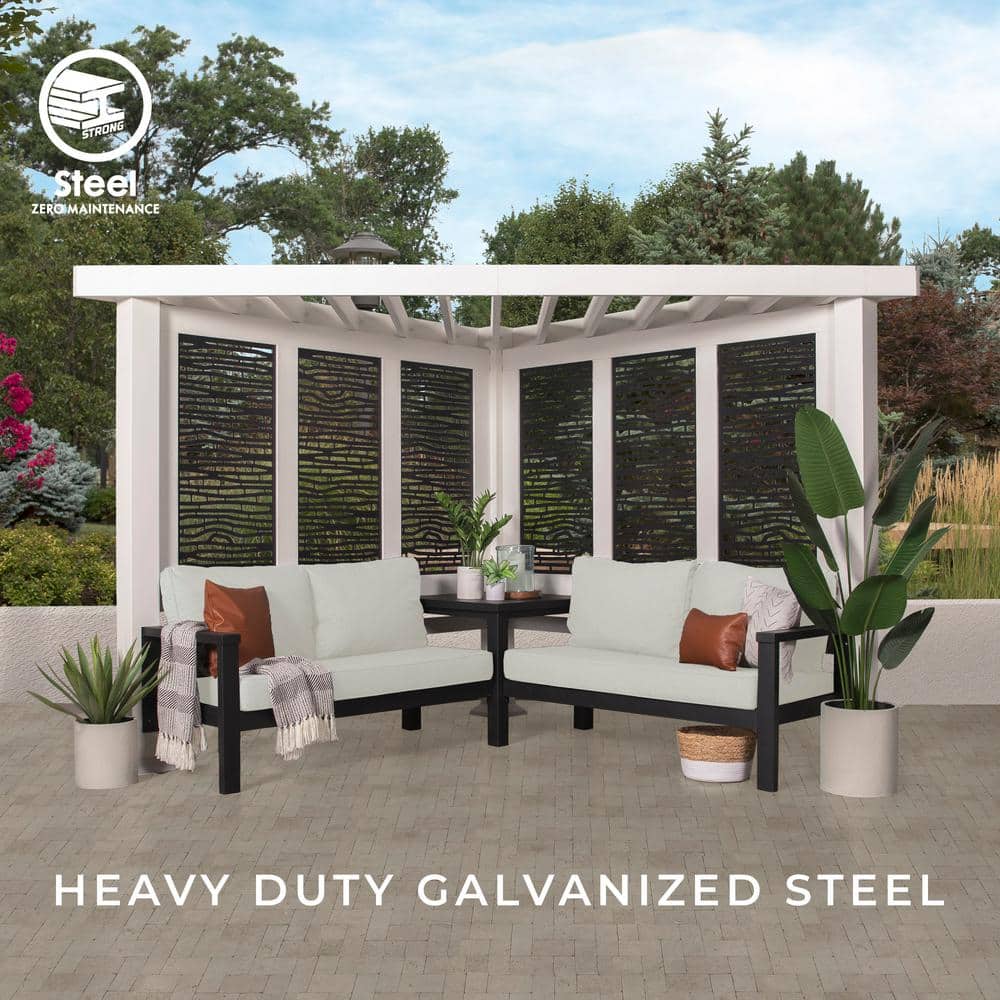 Ridgedale White Steel Cabana Pergola with Pumice Cushioned Seating