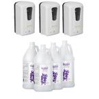 1200 ml. Automatic Wall Mount 3-Piece Gel Hand Sanitizer Dispenser with Case of 1 Gal. Gel Sanitizer
