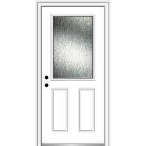Rain Glass 32 in. x 80 in. Right-Hand Inswing 1/2 Lite 2-Panel Primed Prehung Front Door on 4-9/16 in. Frame