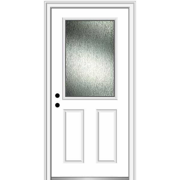 MMI DOOR Rain Glass 36 in. x 80 in. Right-Hand Inswing 1/2 Lite 2-Panel Primed Prehung Front Door on 6-9/16 in. Frame