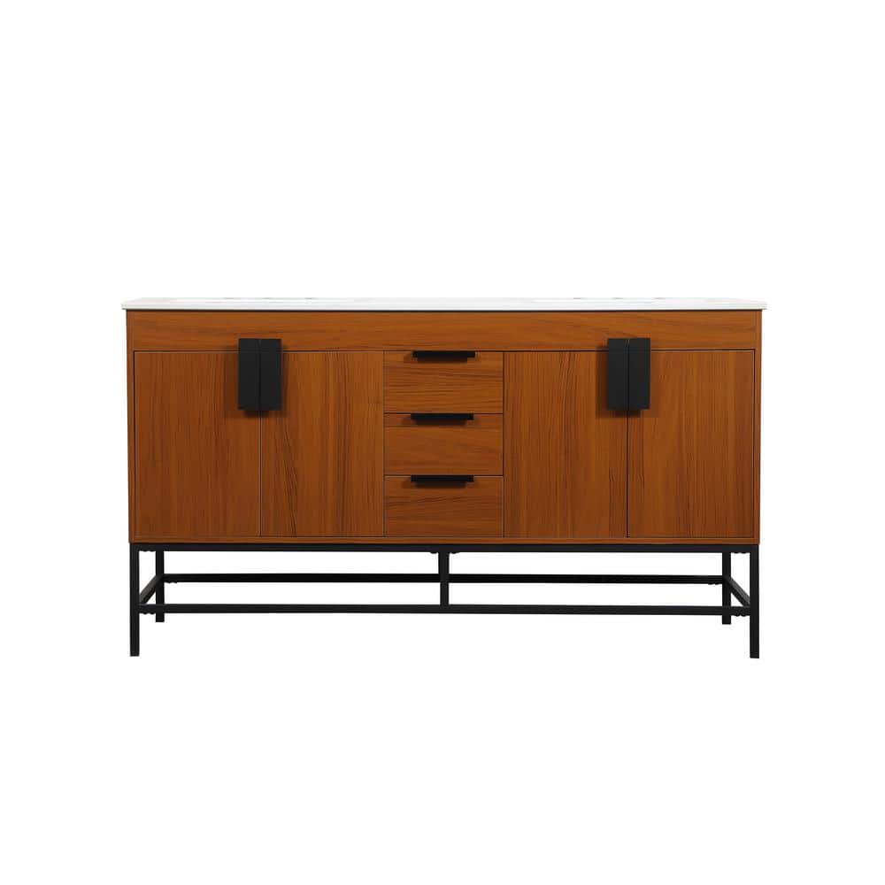 Timeless Home 60 in. W x 22 in. D x 33.5 in. H Bath Vanity in Teak with Ivo