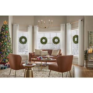 24 in. Pre-Lit LED Wesley Pine Artificial Christmas Wreath (4 Pack)