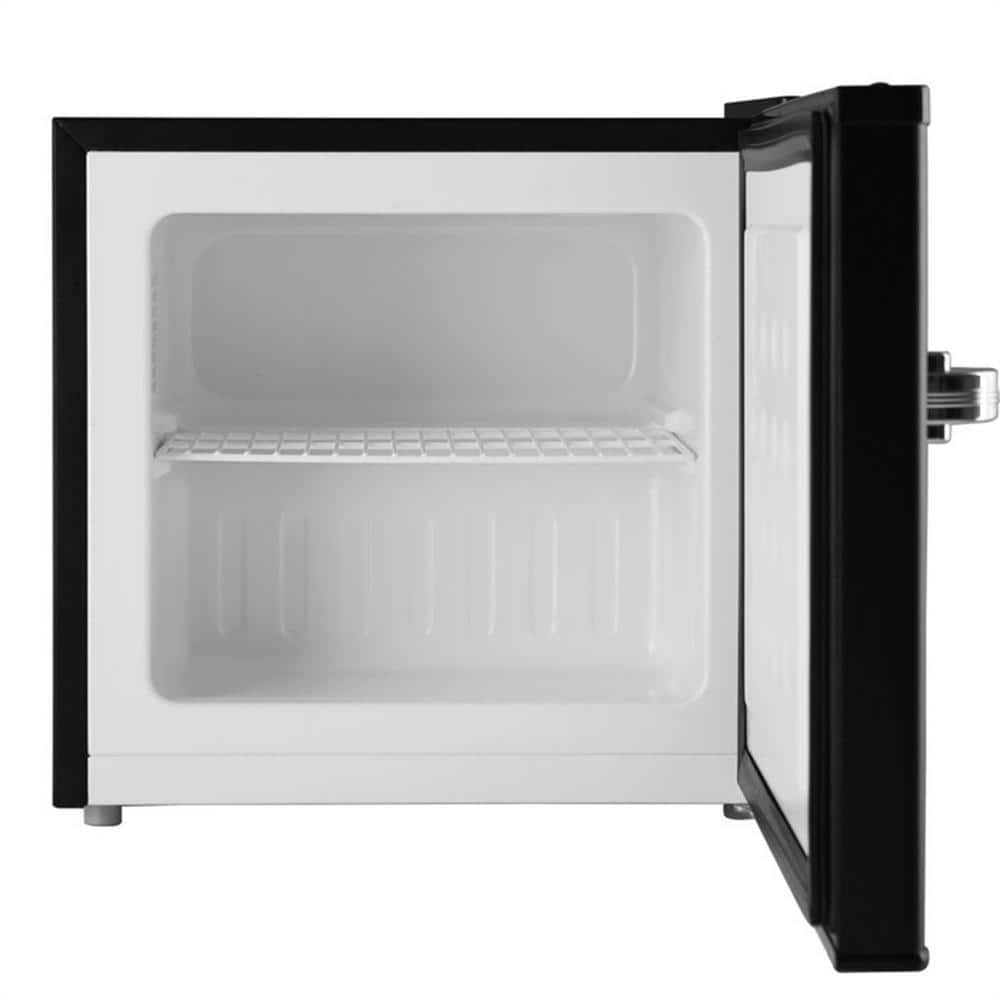 Compact Black Stainless Steel Upright Mini Freezer with Adjustable Shelves