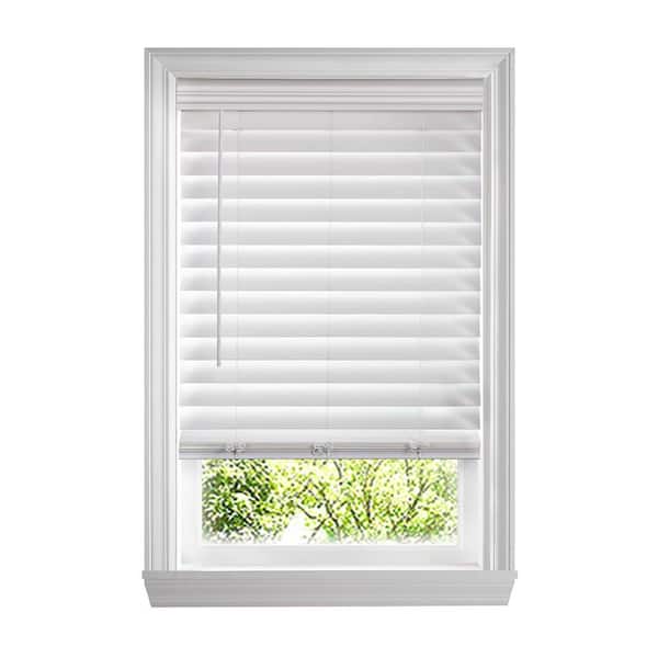 Home Decorators Collection White Cordless Premium Faux Wood blinds with 2.5 in. Slats - 67.5 in. W x 72 in. L (Actual Size 67 in. W x 72 in. L)