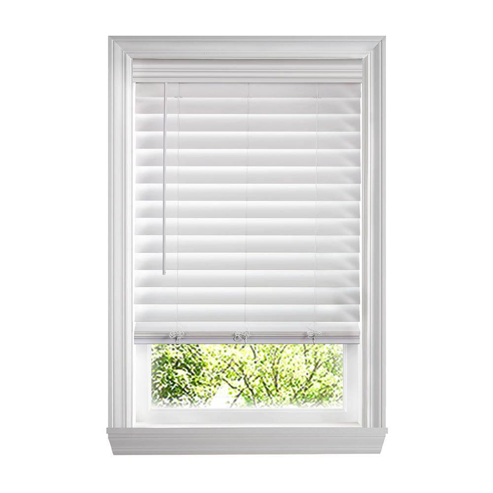 White Cordless Premium Faux Wood Blind/Shade with 2.5 in. Slats-64.75 in. W x 48 in. L (Actual 64.25 in. W x 48 in. L) price history on PriceWatchPro