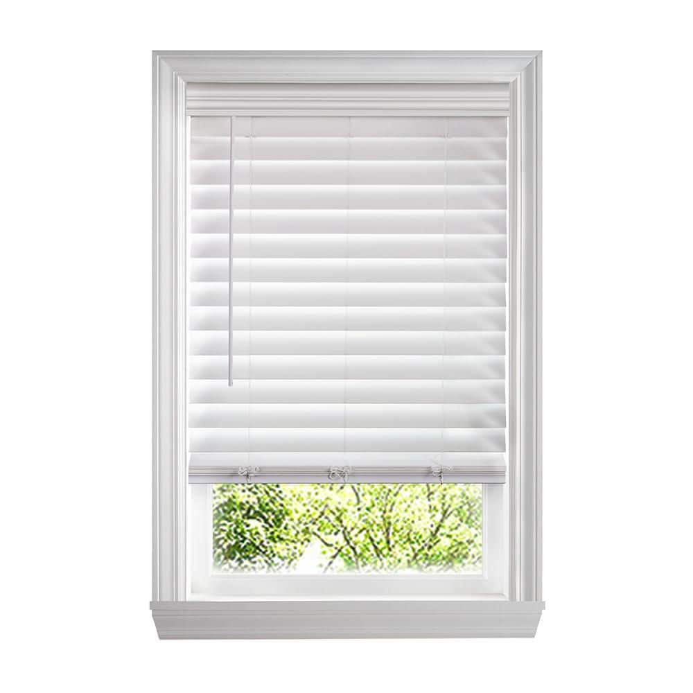 White Cordless Premium Faux Wood Blind/Shade with 2.5 in. Slats-42.25 in. W x 72 in. L (Actual 41.75 x 72) price history on PriceWatchPro