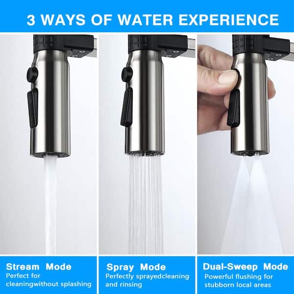 Magnetic 22in. Single Handle Pull Down Sprayer Kitchen Faucet with 360° Swivel Spray Wand in Brushed Nickel