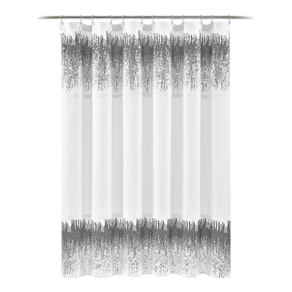 Details about   Lush Decor Black and White Night Sky Shower CurtainSequin Fabric Shimmery Co 