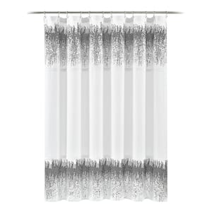 70 in. x 72 in. Shimmer Sequins Shower Curtain White/Black Single