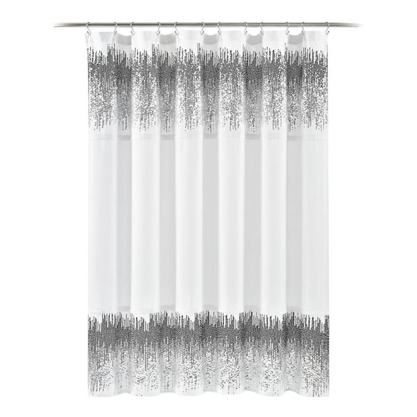 Lush Decor 70 In X 72 Shimmer, Black And White Shower Curtains