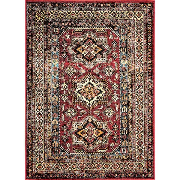 nuLOOM Randy Medieval Transitional Red 5 ft. x 8 ft. Indoor/Outdoor Patio Area Rug