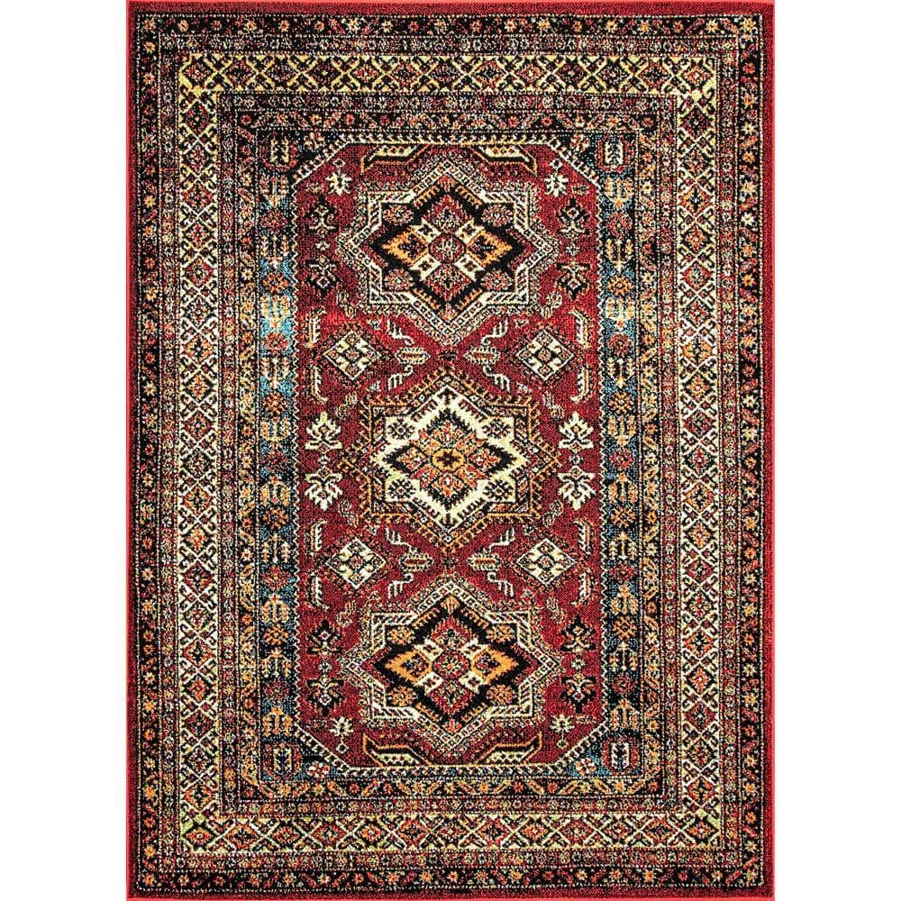 Randy Medieval Transitional Red 7 ft. x 9 ft. Indoor/Outdoor Patio Area Rug price history on PriceWatchPro