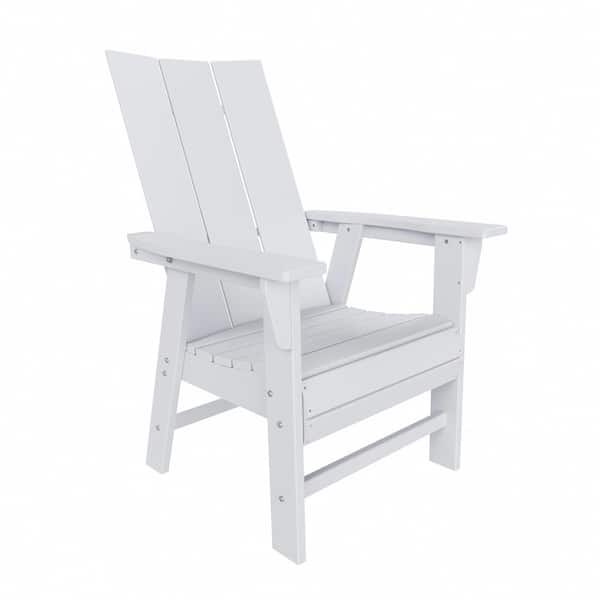 WESTIN OUTDOOR Shoreside Outdoor Patio Fade Resistant HDPE Plastic Adirondack Style Dining Chair with Arms in White