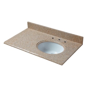 37 in. W Granite Vanity Top in Beige with Offset Right Bowl and 8 in. Faucet Spread