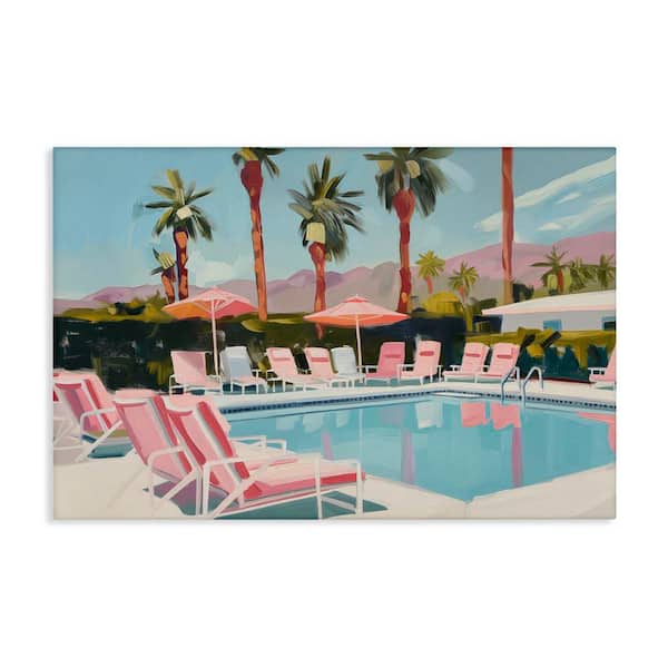 Stupell Industries Palm Springs Swimming Pool by Arlington Prints Unframed Nature Graphic Art Print 24 in. x 36 in.