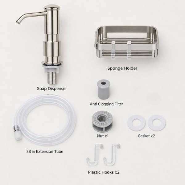 Wudkey Brushed Nickel Soap Dispenser for Sink, Built in Soap